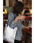 Silver Leather Tote Bag – Handmade & Ethically Produced by Daz Studio at www.brixbailey.com