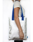 Handmade Silver Leather Tote Bag