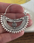 Handcrafted Bohemian Tribal Sunburst Brass Hoop Earrings – Gold & Silver Finish