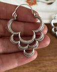 Antique Gold Crescent Layered Hoops - Boho Earrings