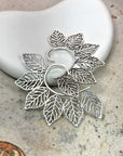 Boho Leaf Ear Cuff – Nature-Inspired Brass/Silver Statement Earrings