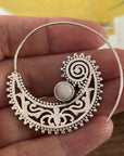 Bohemian Spiral Statement Earrings with Moonstone Accent