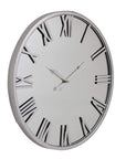 Silver Mirror Wall Clock 60cm Decorative Timepiece