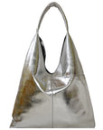 Silver Metallic Boho Leather Bag Ethical Silver Leather Brix Bailey Bag