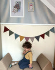 Beige and Blue Vintage Stripe Wallpaper
