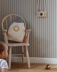 Beige and Blue Vintage Stripe Wallpaper