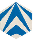 Modern Moroccan chevron hex cement tile, premium blue and white handcrafted design, stylish UK delivery included by Maria Starling Design at brixbailey.com