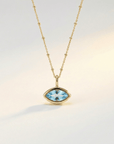 Siren’s Teardrop Sky Blue Topaz Necklace - Gold or Silver
