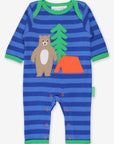 Premium baby sleepwear, organic cotton striped pajamas with bear applique, soft GOTS certified, machine washable by Toby Tiger at brixbailey.com