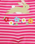Premium Pink Striped Bunny Jumpsuit for Babies - GOTS Certified Organic Cotton Sleepsuit with Snap Buttons by Toby Tiger at brixbailey.com