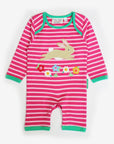 Premium Pink Striped Bunny Jumpsuit for Kids, GOTS Certified Organic Cotton Sleepwear by Toby Tiger at brixbailey.com
