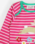 Premium Pink Striped Bunny Jumpsuit for Kids, GOTS Certified Organic Cotton Sleepwear with Snap Buttons by Toby Tiger at brixbailey.com