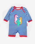 Premium Blue and White Striped Seahorse Pajamas for Kids - Soft Organic Cotton Sleepwear with Snap Buttons - Toby Tiger Collection by Toby Tiger at brixbailey.com