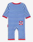 Premium Organic Cotton Baby Pajamas with Sailboat Applique, Soft Blue-White Stripes and Red Trim, Eco-Friendly Sleepwear by Toby Tiger at brixbailey.com
