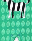 Playful Zebra Print Organic Cotton Sleepsuit with Slip Neck and Snap Buttons by Toby Tiger by Toby Tiger at brixbailey.com