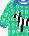Playful Zebra Print Organic Cotton Sleepsuit with Slip Neck and Snap Buttons - Toby Tiger Design by Toby Tiger at brixbailey.com