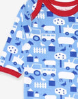 Premium baby sleepwear, organic cotton farm print pajamas, soft GOTS-certified fabric, stylish Toby Tiger design, easy snap closure by Toby Tiger at brixbailey.com