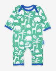 Premium Green and White Jungle Print Sleepsuit for Babies - Soft Organic Cotton with Snap Buttons and Slip Neck by Toby Tiger at brixbailey.com