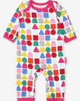 Premium Organic Cotton Baby Sleepsuit with Red Print, GOTS Certified, Toby Tiger Design, Easy Snap Legs by Toby Tiger at brixbailey.com