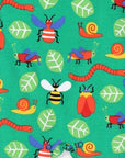 Premium organic cotton baby sleepwear with cute insect print, soft GOTS-certified fabric, blue trim, snap buttons by Toby Tiger at brixbailey.com
