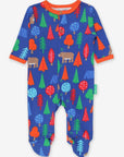 Premium organic cotton pajama set with camping bear print, soft GOTS certified fabric, slip-on neckline, snap buttons, eco-friendly dyes by Toby Tiger at brixbailey.com