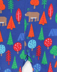 Premium organic cotton pajamas with camping bear print, soft GOTS-certified fabric, slip-on neckline, snap buttons, stylish and comfortable by Toby Tiger at brixbailey.com
