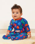 Premium organic cotton pajamas with camping bear print, soft GOTS-certified fabric, slip-on design with snap buttons, stylish and comfortable by Toby Tiger at brixbailey.com