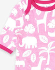 Premium Pink and White Jungle Print Baby Sleepsuit - Soft Organic Cotton, Snap Buttons, Eco-Friendly Dye, Toby Tiger Design by Toby Tiger at brixbailey.com