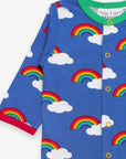 Rainbow Print Organic Cotton Baby Jumpsuit with Feet, Snaps, and Eco-Friendly Dye - Soft and Stylish Sleepwear by Toby Tiger at brixbailey.com