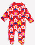 Baby romper with retro floral print by Bio-Baumwolle in organic cotton for easy diaper changes at www.brixbailey.com