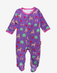 Premium organic cotton baby sleep suit with cozy horse and apple design, closed feet for warmth, GOTS certified by Toby Tiger at brixbailey.com