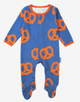 Premium Dark Blue Organic Cotton Baby Wrap with Pretzel Print and Snap Buttons for Easy Diaper Changes by Toby Tiger at brixbailey.com