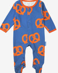 Premium Dark Blue Organic Cotton Baby Wrap with Pretzel Print and Snap Buttons for Easy Diaper Changes by Toby Tiger at brixbailey.com