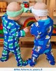 Adorable Organic Kids Pajamas with Toby Tiger Sun Clouds and Waves Print, GOTS Certified Cotton, Easy Snap Closure by Toby Tiger at brixbailey.com