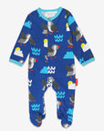 Adorable Organic Kids Pajamas with Toby Tiger Sun and Waves Print, GOTS Certified Cotton, Easy Snap Closure by Toby Tiger at brixbailey.com