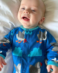 Adorable Toby Tiger Organic Sleepsuit for Kids with Sun and Waves Print by Toby Tiger at brixbailey.com