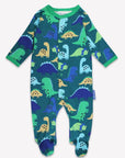 Premium Dino Print Baby Footed Romper in Soft Organic Cotton for Cozy Sleep and Play by Toby Tiger at brixbailey.com