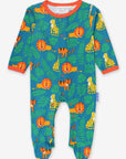 Premium baby sleepwear with lion print, 100% organic cotton, soft and comfortable, fully buttoned for easy diaper changes, eco-friendly dyes by Toby Tiger at brixbailey.com
