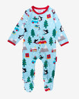 Premium GOTS Certified Organic Cotton Baby Christmas Pajamas with Penguin and Snowman Print, Snug Fit with Snap Buttons for Easy Diaper Changes by Toby Tiger at brixbailey.com