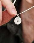 Travel Safe Compass St Christopher Small Silver Necklace
