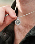 Travel Safe Compass St Christopher Small Silver Necklace