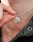 Travel Safe Outline Compass Small St Christopher Silver Necklace