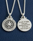 Travel Safe Compass St Christopher Small Silver Necklace