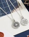 Travel Safe Compass St Christopher Small Silver Necklace
