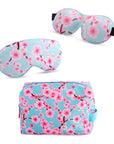 Contoured & Satin Sleep Mask Double Pack & Wash Bag Set- Various Prints