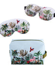Contoured & Satin Sleep Mask Double Pack & Wash Bag Set- Various Prints