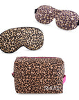 Contoured & Satin Sleep Mask Double Pack & Wash Bag Set- Various Prints