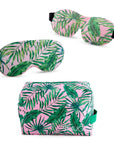 Contoured & Satin Sleep Mask Double Pack & Wash Bag Set- Various Prints