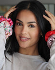 Cloud Satin Hair Scrunchie Set (set of 3) - Strawberry Leopard