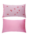Soft Satin Pillowcase Set, Red Bows